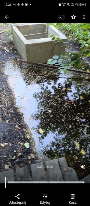 widok odstojnika 12 h po intensywnych opadach deszczu